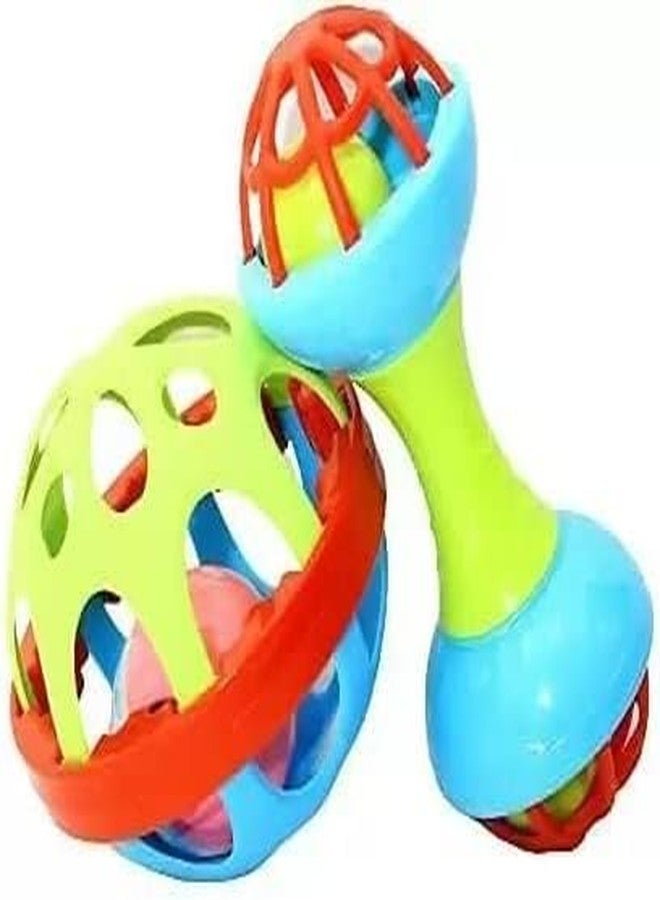 Manos Plastic & Rubber Body Rolling 2 in 1 Rattle Toy for Baby boy/Girl Hand Bell Ball Baby Rattle Bell Toy for Babies - Image 3